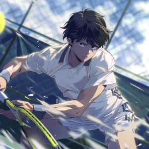 Papier peint anime tennis champion court dynamique sport moderne