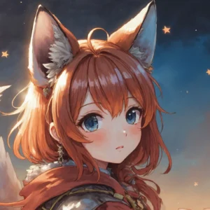 Papier peint anime fille renard étoilé fantastique crépuscule magique