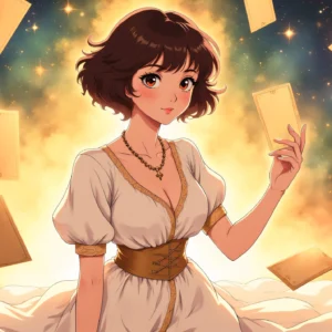 Papier Peint Anime Magique Jeune Femme aux Cartes Volantes