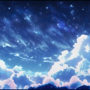 Papier peint ciel étoilé nuages roses lune croissant ambiance nocturne