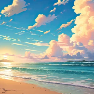 Papier peint panoramique plage paradisiaque coucher de soleil océan tropical