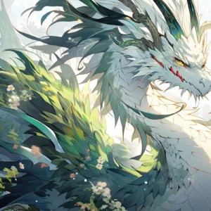 Dragon Mystique aux Écailles Végétales dans un Jardin Enchanté