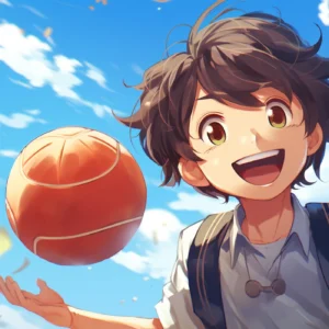 Papier Peint Anime Garçon Basketball Ciel Bleu Nuageux