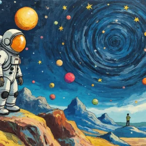 Papier Peint Astronaute Galaxie Spirale Univers Cosmique Aventure Spatiale