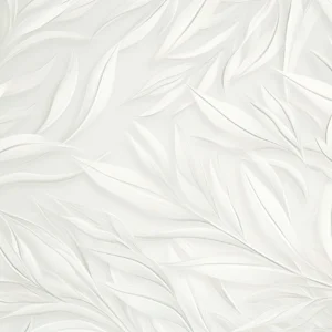 Papier peint tropical élégant feuilles blanches et grises effet satiné