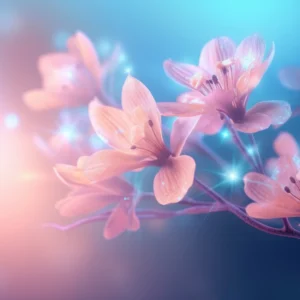 Papier peint fleurs roses lumineuses effet bokeh magique