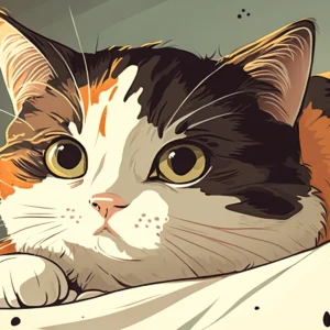 Papier peint chat mignon aux tons chauds style illustration moderne