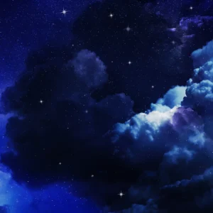 Papier Peint Ciel Nocturne Étoilé avec Nuages Cosmiques Bleus