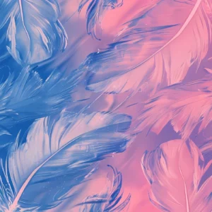 Papier Peint Plumes Artistiques Dégradé Rose et Bleu