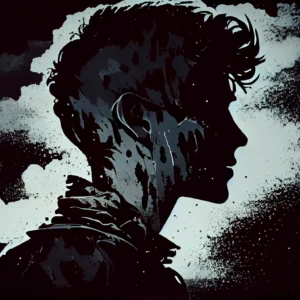 Papier peint artistique silhouette masculine effet grunge noir et blanc