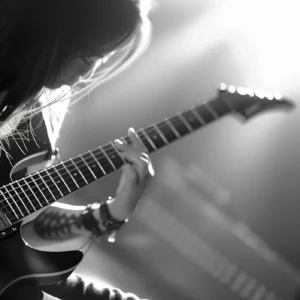 Papier peint musical noir et blanc guitare électrique artistique