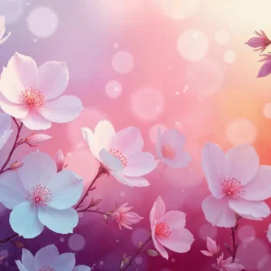 Papier peint fleurs de cerisier dégradé pastel romantique lumineux