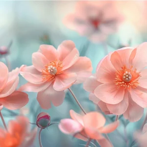 Papier Peint Fleurs de Cerisier Rose Corail Ambiance Douce