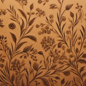 Papier Peint Botanique Gravé sur Fond Cuivre Artisanal