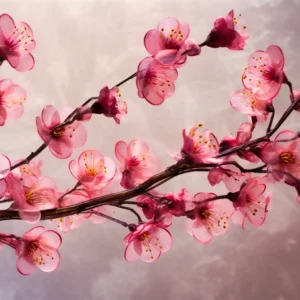 Papier peint branches de cerisier japonais en fleurs roses