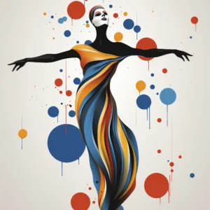 Papier Peint Artistique Danseuse Contemporaine Formes Géométriques Colorées