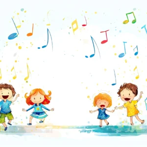 Papier peint enfants musiciens colorés notes de musique joyeuses