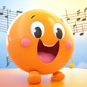 Papier Peint Musical Emoji Orange Joyeux Ambiance Enfantine