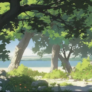 Paysage forestier serein avec vue sur lac tranquille