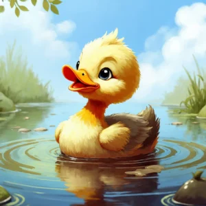 Papier Peint Caneton Adorable dans son Étang Naturel
