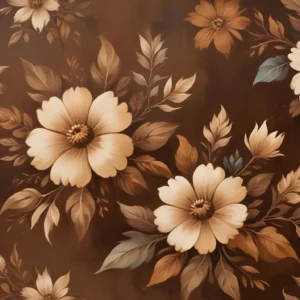Papier peint floral vintage aux tons dorés et bruns chaleureux