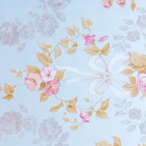 Papier Peint Romantique Floral Rose sur Fond Bleu Ciel
