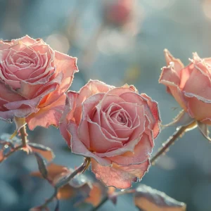 Papier Peint Roses Romantiques aux Teintes Corail et Rose Poudré