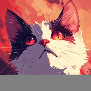 Papier peint chat artistique aux yeux flamboyants style anime moderne