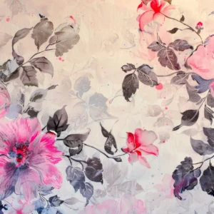 Papier Peint Floral Romantique Rose et Gris Aquarelle