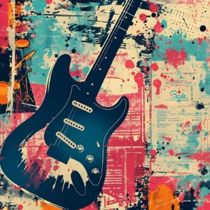 Papier Peint Musical Grunge Art Rock Guitare Électrique Vintage