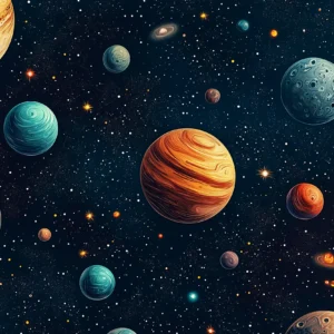 Papier Peint Galaxie Planètes et Étoiles Cosmos Infini