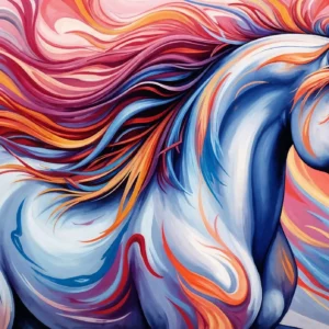 Papier Peint Cheval Artistique aux Flammes Colorées Dynamiques