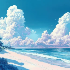 Papier Peint Plage Tropicale Paradisiaque avec Palmiers et Océan Turquoise