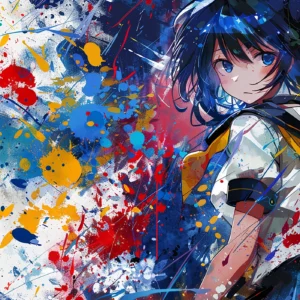Papier peint anime graffiti éclaboussures colorées style urbain artistique