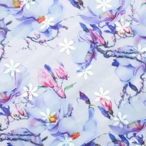 Papier peint aquarelle dragons fantaisistes et fleurs sur fond violet