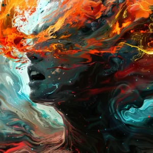 Papier peint abstrait aux couleurs flamboyantes et textures fluides modernes