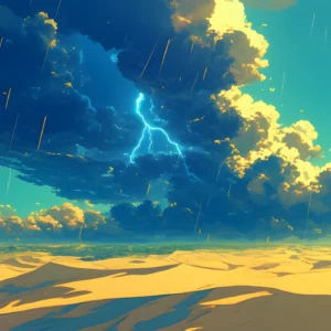 Papier Peint Orage Désert Lightning Tempête Ciel Dramatique Bleu