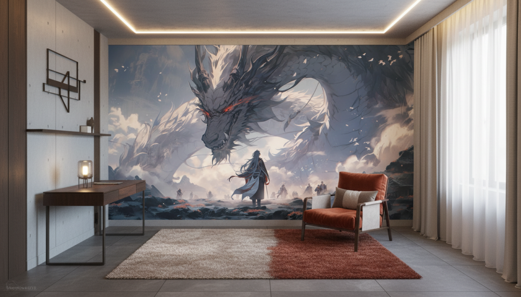 Dragon Majestueux dans les Nuages - Épopée Fantastique Asiatique - Bureau