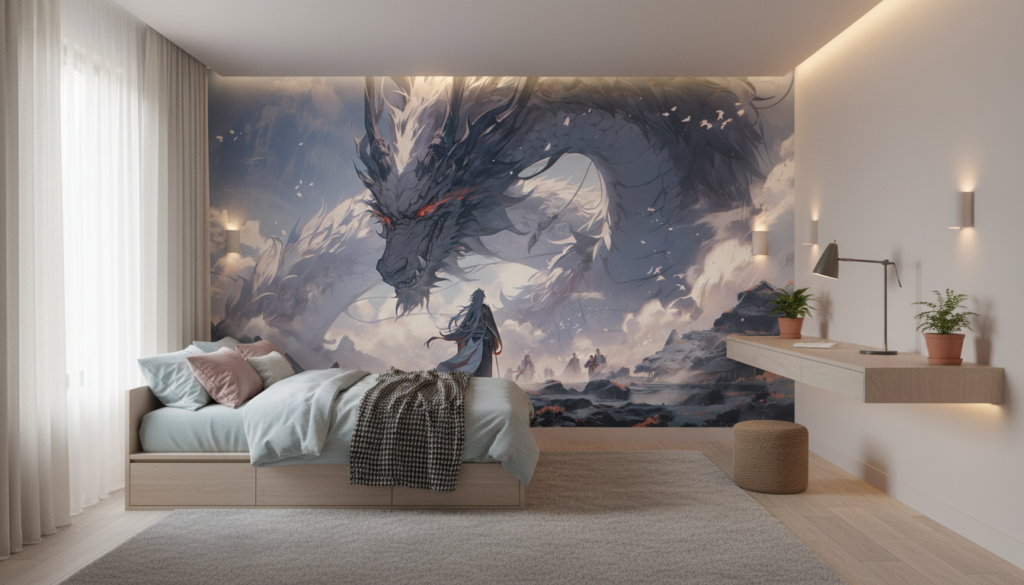 Dragon Majestueux dans les Nuages - Épopée Fantastique Asiatique - Chambre ado