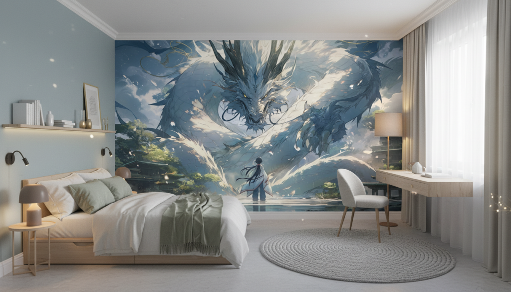 Dragon Spirituel et Maître dans Temple Asiatique Mystique - Chambre ado