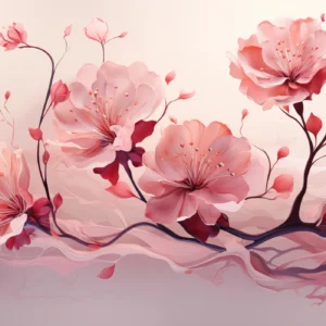 Papier Peint Fleurs de Cerisier Rose Aquarelle Zen