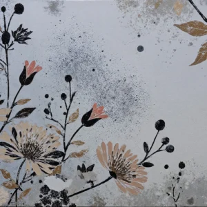 Papier peint floral vintage aux tons poudrés et dorés