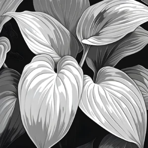 Papier Peint Feuillage Tropical Noir et Blanc Élégant