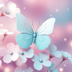 Papier Peint Féerique Papillons et Fleurs Pastel Lumineux