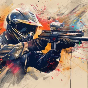 Papier Peint Soldat Futuriste Combat Abstrait Explosions Colorées