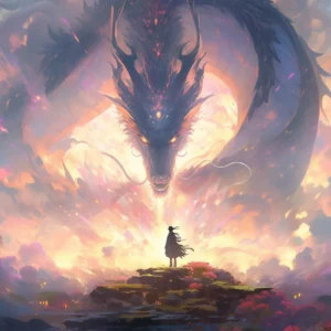 Dragon Mystique Céleste Coucher Soleil Fantastique Épique Silhouette