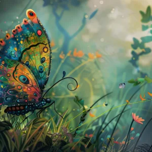 Papier Peint Papillon Fantastique Multicolore Jardin Enchanté Artistique