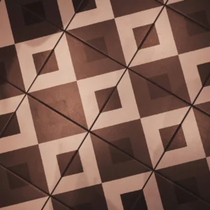 Papier peint géométrique effet parquet trompe-l'œil bois naturel moderne