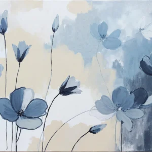 Papier Peint Fleurs Bleues Aquarelle Style Contemporain Élégant