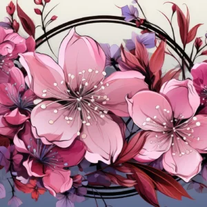 Papier peint floral élégant aux nuances roses et violettes